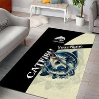Catfish Fishing Customize Name Area Rug Splash Effect and Black Cream Split Design - Wonder Print Shop