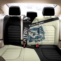 Catfish Fishing Customize Name Back Car Seat Cover Splash Effect and Black Cream Split Design - Wonder Print Shop