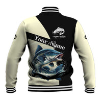 Catfish Fishing Customize Name Baseball Jacket Splash Effect and Black Cream Split Design - Wonder Print Shop