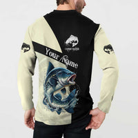 Catfish Fishing Customize Name Button Sweatshirt Splash Effect and Black Cream Split Design - Wonder Print Shop