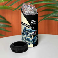 Catfish Fishing Customize Name 4 in 1 Can Cooler Tumbler Splash Effect and Black Cream Split Design - Wonder Print Shop