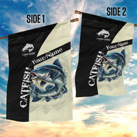 Catfish Fishing Customize Name Garden Flag Splash Effect and Black Cream Split Design - Wonder Print Shop
