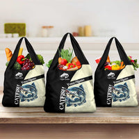Catfish Fishing Customize Name Grocery Bag Splash Effect and Black Cream Split Design - Wonder Print Shop