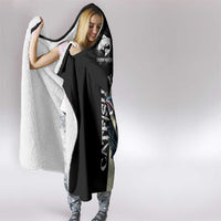 Catfish Fishing Customize Name Hooded Blanket Splash Effect and Black Cream Split Design - Wonder Print Shop