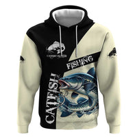 Catfish Fishing Customize Name Hoodie Splash Effect and Black Cream Split Design - Wonder Print Shop