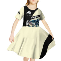 Catfish Fishing Customize Name Kid Short Sleeve Dress Splash Effect and Black Cream Split Design - Wonder Print Shop