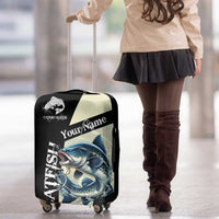Catfish Fishing Customize Name Luggage Cover Splash Effect and Black Cream Split Design - Wonder Print Shop