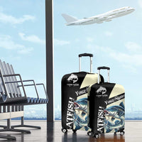 Catfish Fishing Customize Name Luggage Cover Splash Effect and Black Cream Split Design - Wonder Print Shop