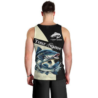 Catfish Fishing Customize Name Men Tank Top Splash Effect and Black Cream Split Design - Wonder Print Shop