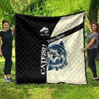 Catfish Fishing Customize Name Quilt Splash Effect and Black Cream Split Design - Wonder Print Shop