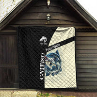 Catfish Fishing Customize Name Quilt Splash Effect and Black Cream Split Design - Wonder Print Shop