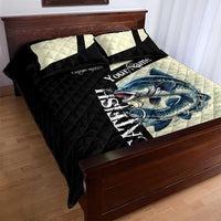 Catfish Fishing Customize Name Quilt Bed Set Splash Effect and Black Cream Split Design - Wonder Print Shop