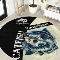 Catfish Fishing Customize Name Round Carpet Splash Effect and Black Cream Split Design - Wonder Print Shop