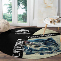 Catfish Fishing Customize Name Round Carpet Splash Effect and Black Cream Split Design - Wonder Print Shop