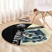 Catfish Fishing Customize Name Round Carpet Splash Effect and Black Cream Split Design - Wonder Print Shop