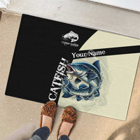 Catfish Fishing Customize Name Rubber Doormat Splash Effect and Black Cream Split Design - Wonder Print Shop