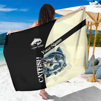 Catfish Fishing Customize Name Sarong Splash Effect and Black Cream Split Design - Wonder Print Shop