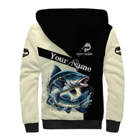 Catfish Fishing Customize Name Sherpa Hoodie Splash Effect and Black Cream Split Design - Wonder Print Shop