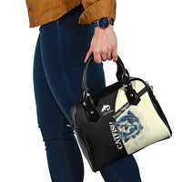 Catfish Fishing Customize Name Shoulder Handbag Splash Effect and Black Cream Split Design - Wonder Print Shop