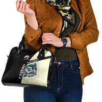 Catfish Fishing Customize Name Shoulder Handbag Splash Effect and Black Cream Split Design - Wonder Print Shop