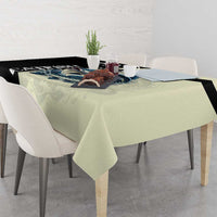 Catfish Fishing Customize Name Tablecloth Splash Effect and Black Cream Split Design - Wonder Print Shop