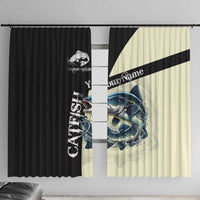 Catfish Fishing Customize Name Window Curtain Splash Effect and Black Cream Split Design - Wonder Print Shop