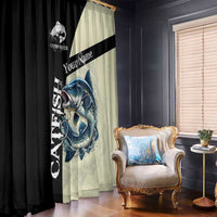 Catfish Fishing Customize Name Window Curtain Splash Effect and Black Cream Split Design - Wonder Print Shop