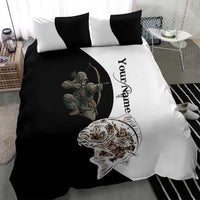 Carp Hunter Bowfishing Customize Name Bedding Set Camouflage Archer Graphic and Black White Split Layout - Wonder Print Shop