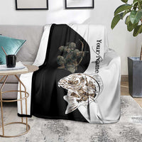 Carp Hunter Bowfishing Customize Name Blanket Camouflage Archer Graphic and Black White Split Layout - Wonder Print Shop