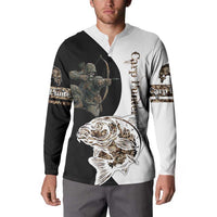 Carp Hunter Bowfishing Customize Name Button Sweatshirt Camouflage Archer Graphic and Black White Split Layout - Wonder Print Shop