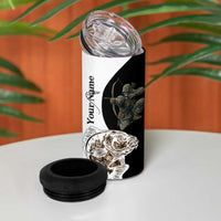 Carp Hunter Bowfishing Customize Name 4 in 1 Can Cooler Tumbler Camouflage Archer Graphic and Black White Split Layout - Wonder Print Shop