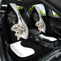 Carp Hunter Bowfishing Customize Name Car Seat Cover Camouflage Archer Graphic and Black White Split Layout - Wonder Print Shop