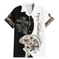 Carp Hunter Bowfishing Customize Name Family Matching Mermaid Dress and Hawaiian Shirt Camouflage Archer Graphic and Black White Split Layout - Wonder Print Shop