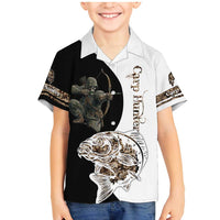 Carp Hunter Bowfishing Customize Name Family Matching Mermaid Dress and Hawaiian Shirt Camouflage Archer Graphic and Black White Split Layout - Wonder Print Shop