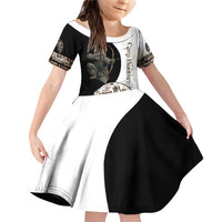 Carp Hunter Bowfishing Customize Name Family Matching Off Shoulder Short Dress and Hawaiian Shirt Camouflage Archer Graphic and Black White Split Layout - Wonder Print Shop