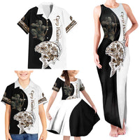 Carp Hunter Bowfishing Customize Name Family Matching Tank Maxi Dress and Hawaiian Shirt Camouflage Archer Graphic and Black White Split Layout - Wonder Print Shop