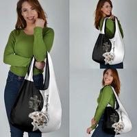 Carp Hunter Bowfishing Customize Name Grocery Bag Camouflage Archer Graphic and Black White Split Layout - Wonder Print Shop