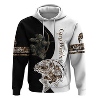 Carp Hunter Bowfishing Customize Name Hoodie Camouflage Archer Graphic and Black White Split Layout - Wonder Print Shop