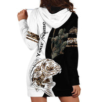 Carp Hunter Bowfishing Customize Name Hoodie Dress Camouflage Archer Graphic and Black White Split Layout - Wonder Print Shop