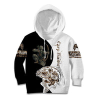 Carp Hunter Bowfishing Customize Name Kid Hoodie Camouflage Archer Graphic and Black White Split Layout - Wonder Print Shop