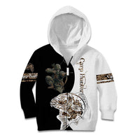 Carp Hunter Bowfishing Customize Name Kid Hoodie Camouflage Archer Graphic and Black White Split Layout - Wonder Print Shop