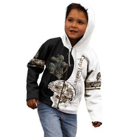 Carp Hunter Bowfishing Customize Name Kid Hoodie Camouflage Archer Graphic and Black White Split Layout - Wonder Print Shop