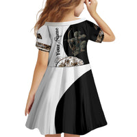 Carp Hunter Bowfishing Customize Name Kid Short Sleeve Dress Camouflage Archer Graphic and Black White Split Layout - Wonder Print Shop