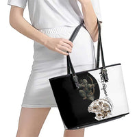 Carp Hunter Bowfishing Customize Name Leather Tote Bag Camouflage Archer Graphic and Black White Split Layout - Wonder Print Shop