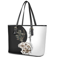 Carp Hunter Bowfishing Customize Name Leather Tote Bag Camouflage Archer Graphic and Black White Split Layout - Wonder Print Shop