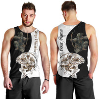 Carp Hunter Bowfishing Customize Name Men Tank Top Camouflage Archer Graphic and Black White Split Layout - Wonder Print Shop