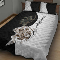 Carp Hunter Bowfishing Customize Name Quilt Bed Set Camouflage Archer Graphic and Black White Split Layout - Wonder Print Shop