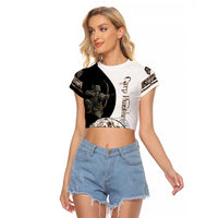 Carp Hunter Bowfishing Customize Name Raglan Cropped T Shirt Camouflage Archer Graphic and Black White Split Layout - Wonder Print Shop