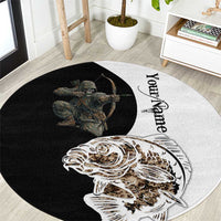 Carp Hunter Bowfishing Customize Name Round Carpet Camouflage Archer Graphic and Black White Split Layout - Wonder Print Shop