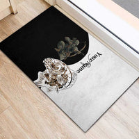 Carp Hunter Bowfishing Customize Name Rubber Doormat Camouflage Archer Graphic and Black White Split Layout - Wonder Print Shop
